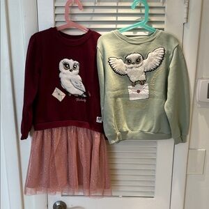 H&M Kids Harry Poter Owl Dress Burgundy and Mint Sweatshirts